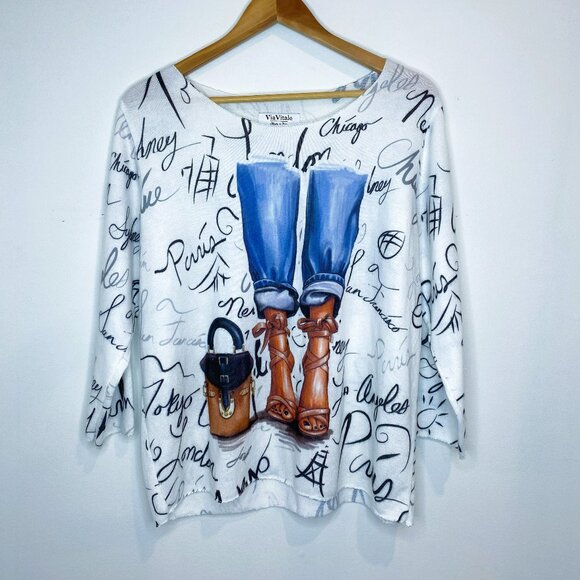 Via Vitale - Made in Italy - Lightweight, Long sleeve, Scoop Neck, top - Size L - Picture 1 of 7